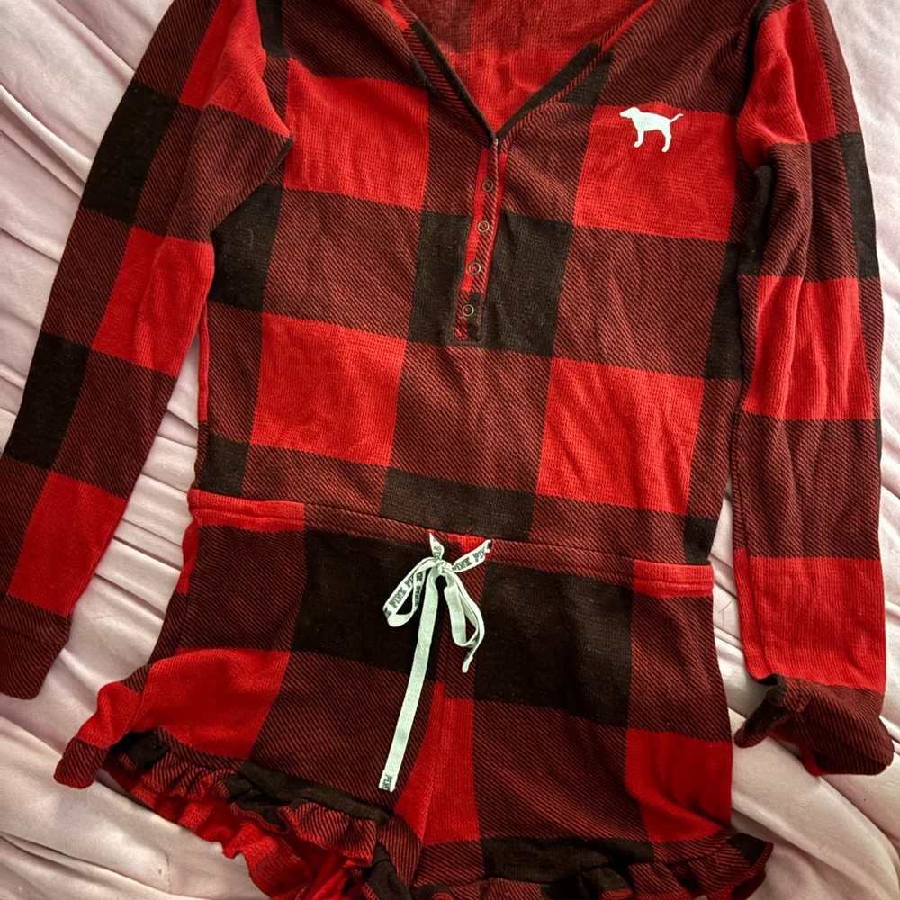 PINK VS Red and Black Plaid Romper